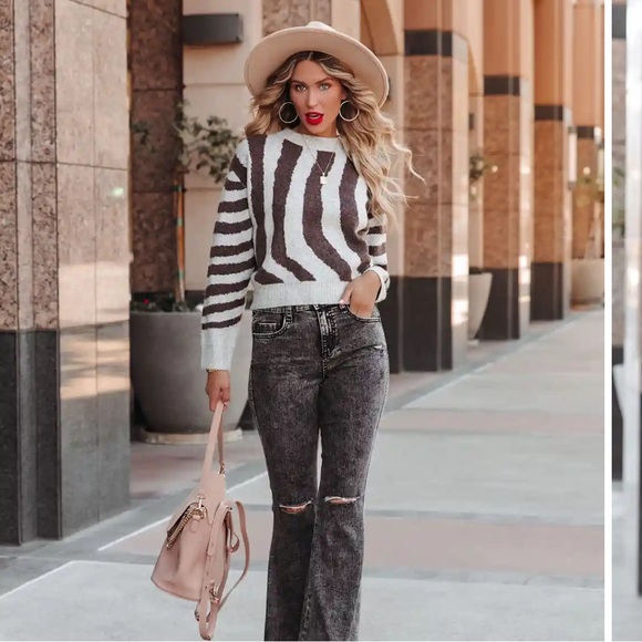 BNWT LUSH Cropped Knit Sweater Sz Large 🤎 - Picture 5 of 8